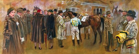 Legends: Dick Francis 1955 (edition 250)Dick Francis the thriller author when he was a steeplechase jockey.610mmx280mm £140 orignal work on gicleeAccompanied by Dick Francis' signature for window mounting